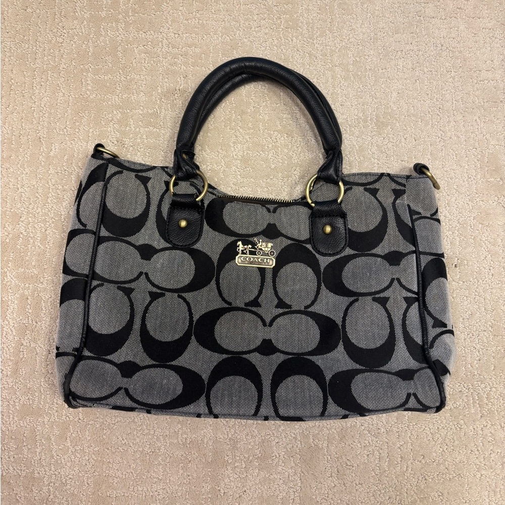 Coach Signature Black and Gray Satchel